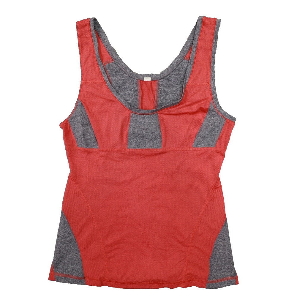 Lululemon‎ Run Recharge Orange Grey Color Block Tank Top size 6 Running Gym Yoga